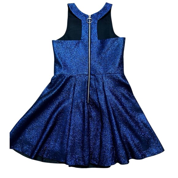 Zoe Ltd Girls Metallic Royal Blue Sleeveless Back O Ring Zip Party Dress  14 - Picture 3 of 7